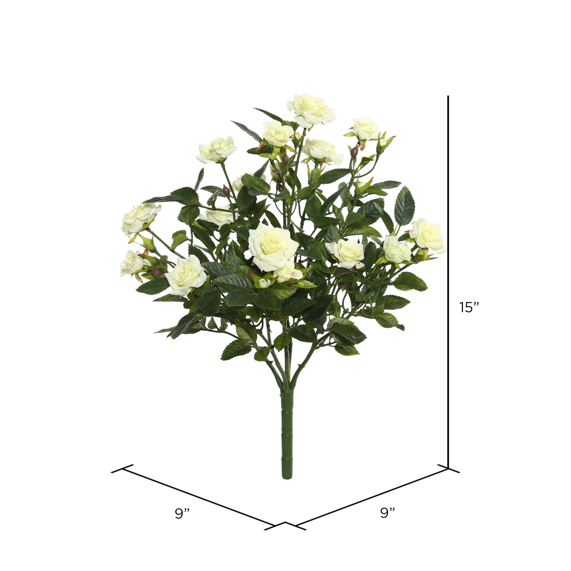 15" White Artificial Mini Diamond Rose Bush